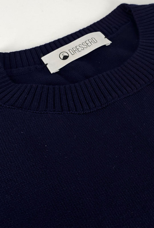 Maglioncino uomo Dresserd girocollo in viscosa con toppa e cuciture a contrasto - BLU