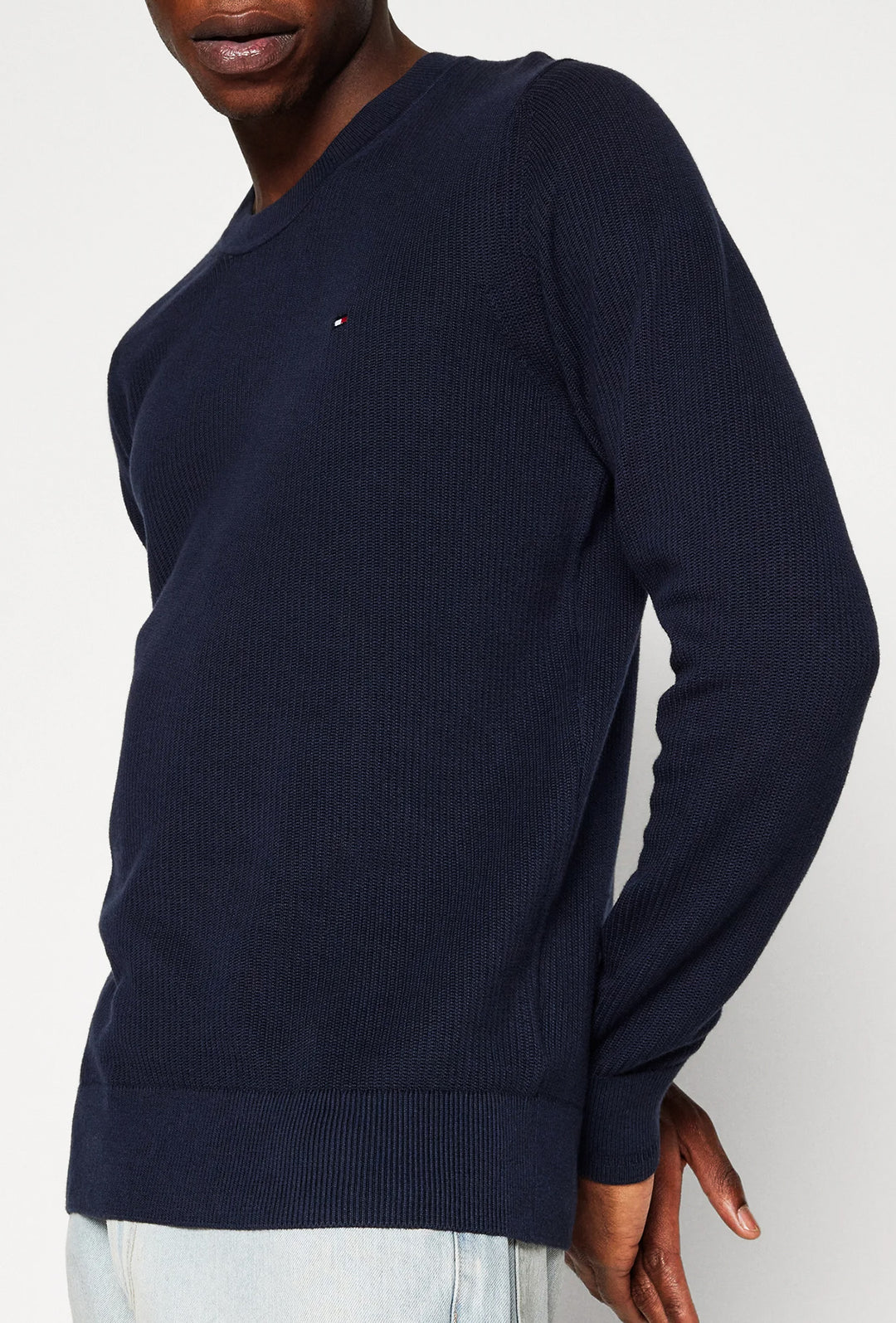 Maglia uomo in cotone TOMMY HILFIGER chain ridge c neck -BLU