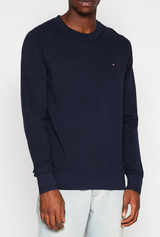 Maglia uomo in cotone TOMMY HILFIGER chain ridge c neck -BLU