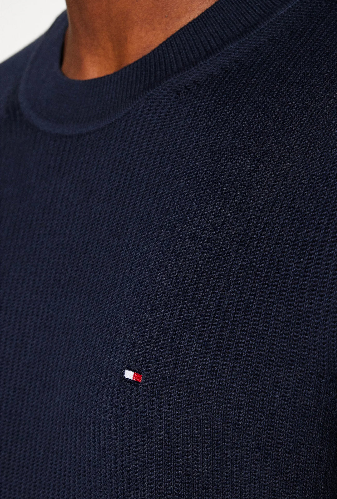 Maglia uomo in cotone TOMMY HILFIGER chain ridge c neck -BLU