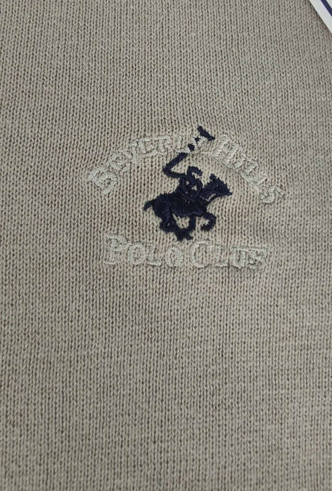 Maglioncino Uomo 100% cotone BEVERLY HILLS POLO CLUB logo ricamato lato cuore- BEIGE