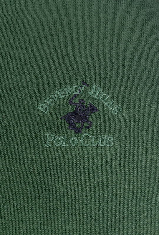 Maglioncino Uomo 100% cotone BEVERLY HILLS POLO CLUB logo ricamato lato cuore- VERDE
