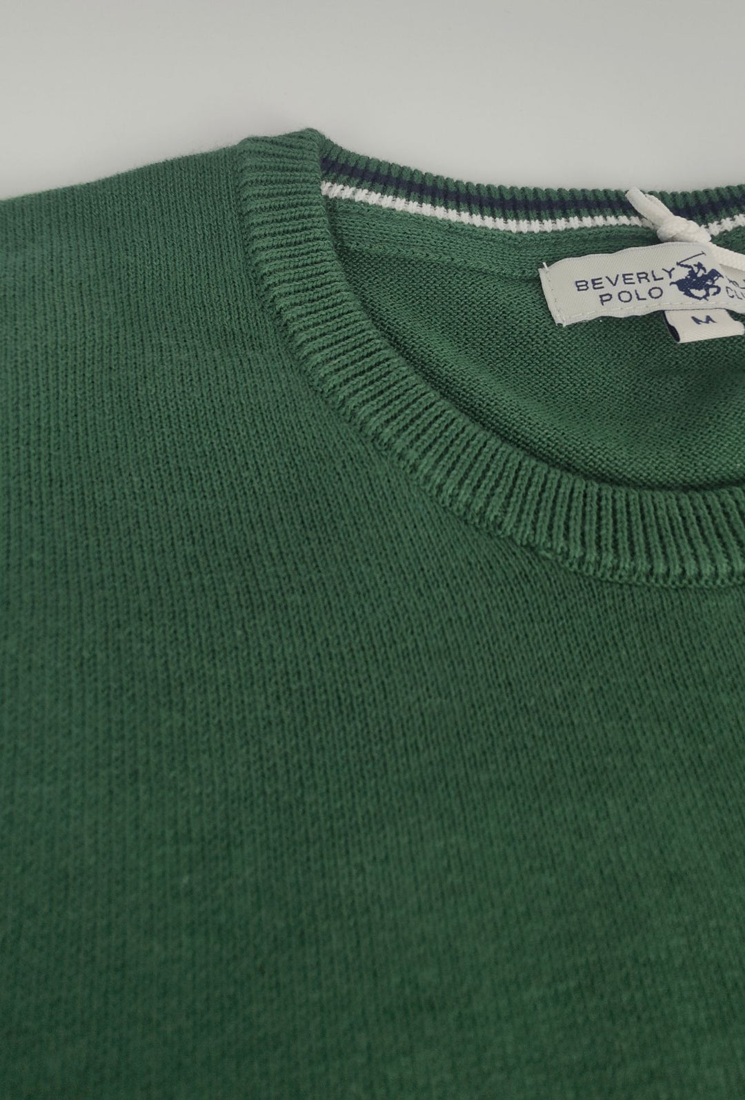 Maglioncino Uomo 100% cotone BEVERLY HILLS POLO CLUB logo ricamato lato cuore- VERDE