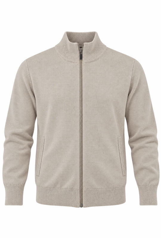 Maglioncino Uomo Full Zip 100% cotone DRESSERD- BEIGE