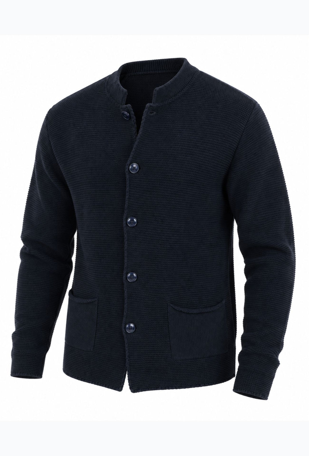 Cardigan uomo invernale con bottoni e tasche Made In Italy- BLU NAVY