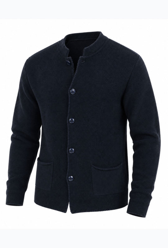 Cardigan uomo invernale con bottoni e tasche Made In Italy- BLU NAVY