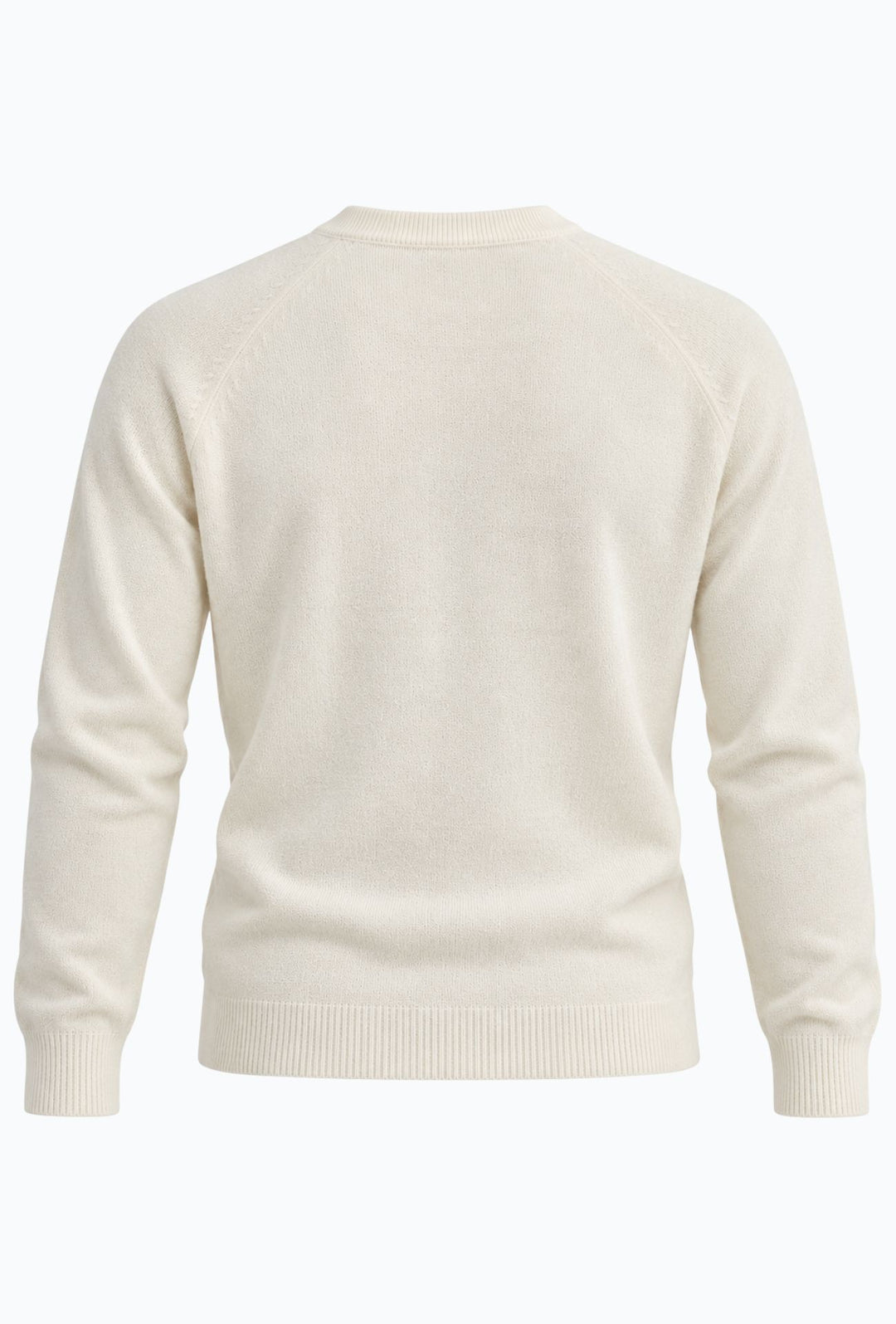 Pullover Uomo Girocollo in Morbida Ciniglia Maniche Lunghe- BIANCO
