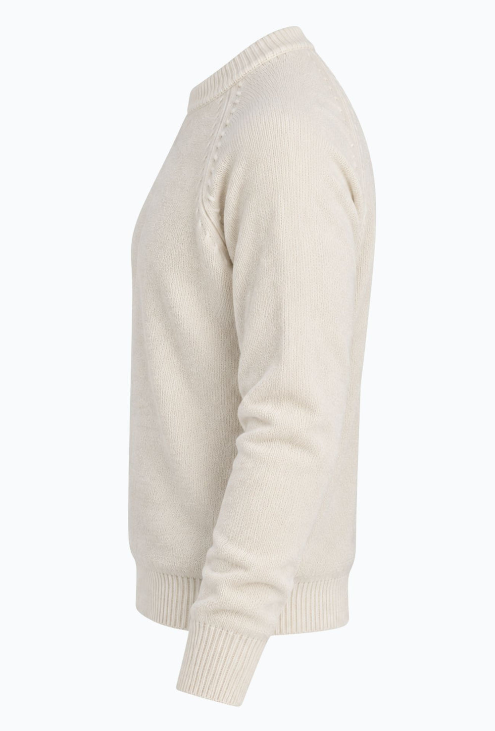 Pullover Uomo Girocollo in Morbida Ciniglia Maniche Lunghe- BIANCO