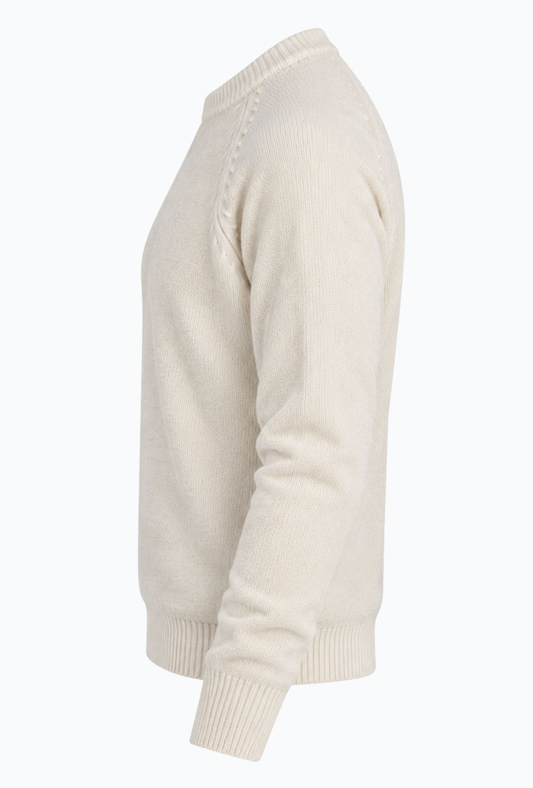 Pullover Uomo Girocollo in Morbida Ciniglia Maniche Lunghe- BIANCO