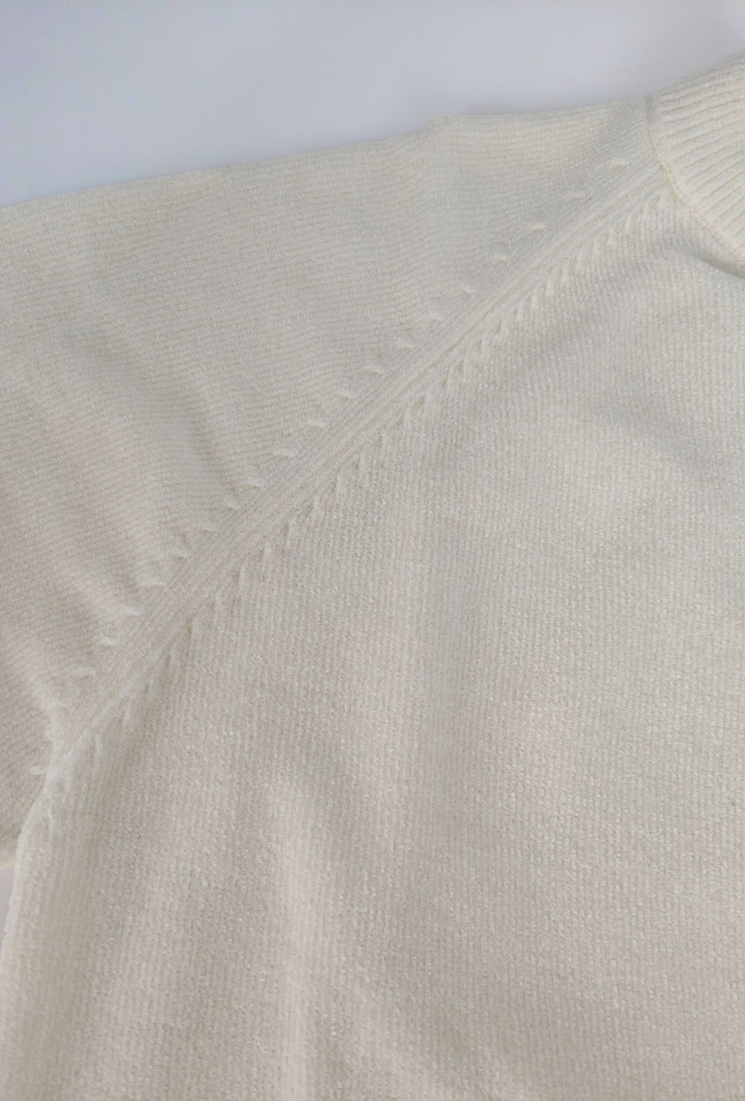 Pullover Uomo Girocollo in Morbida Ciniglia Maniche Lunghe- BIANCO