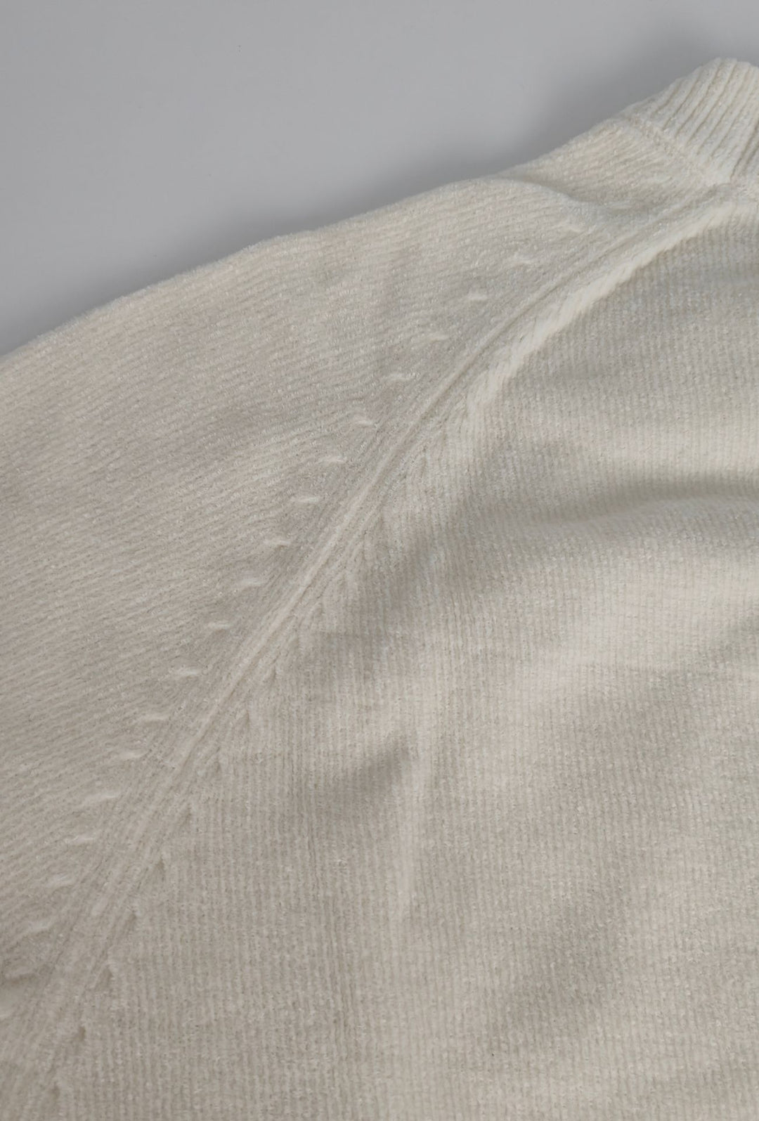 Pullover Uomo Girocollo in Morbida Ciniglia Maniche Lunghe- BIANCO
