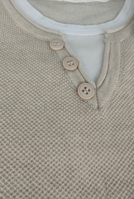 Maglioncino Uomo Manica lunga serafino trama lavorata  Dresserd - BEIGE