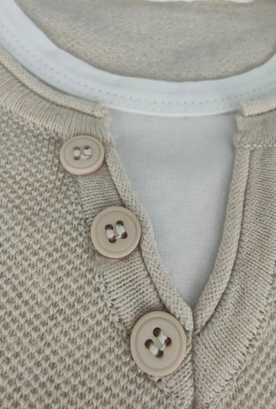 Maglioncino Uomo Manica lunga serafino trama lavorata  Dresserd - BEIGE