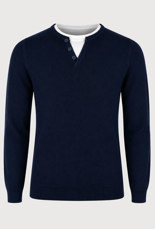 Maglioncino Uomo Manica lunga serafino trama lavorata  Dresserd - BLU NAVY