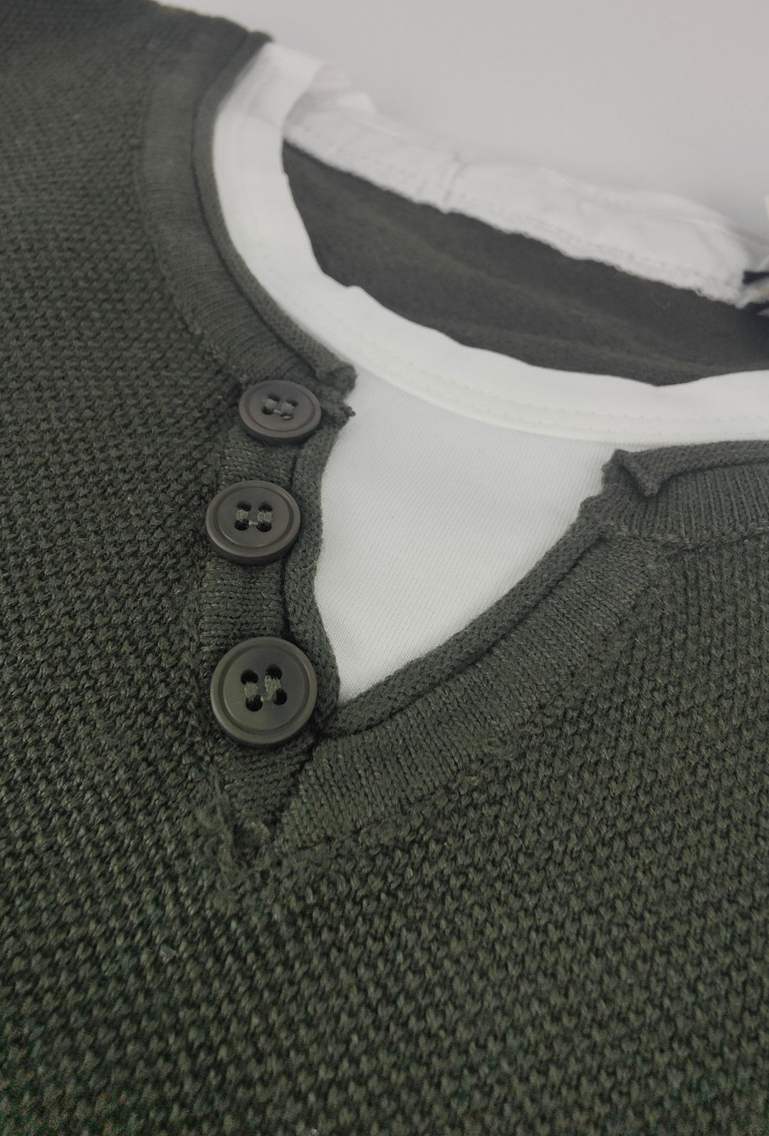 Maglioncino Uomo Manica lunga serafino trama lavorata  Dresserd - VERDE BOSCO