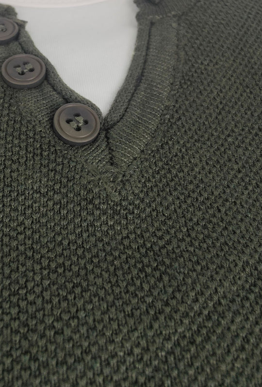 Maglioncino Uomo Manica lunga serafino trama lavorata  Dresserd - VERDE BOSCO