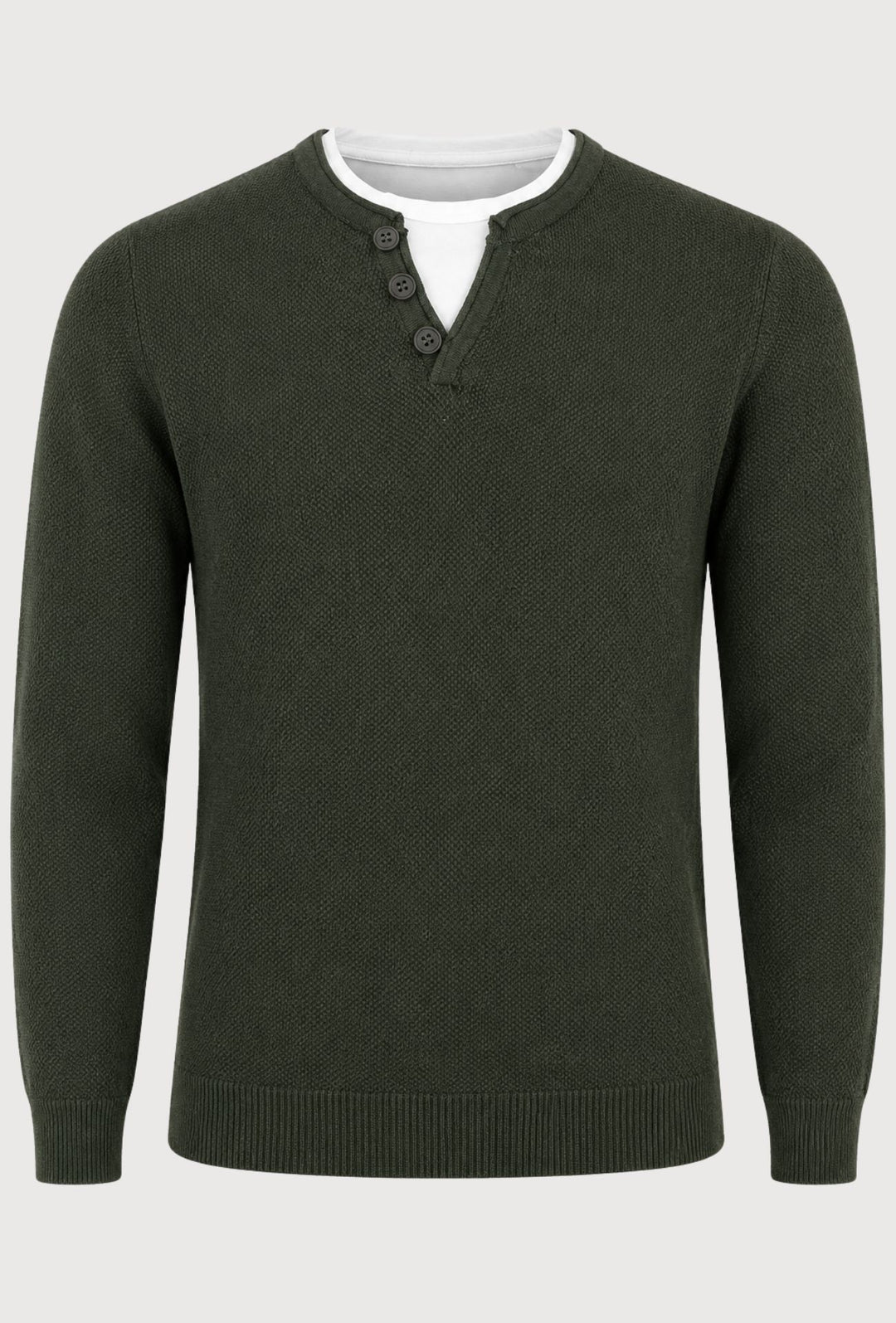 Maglioncino Uomo Manica lunga serafino trama lavorata  Dresserd - VERDE BOSCO
