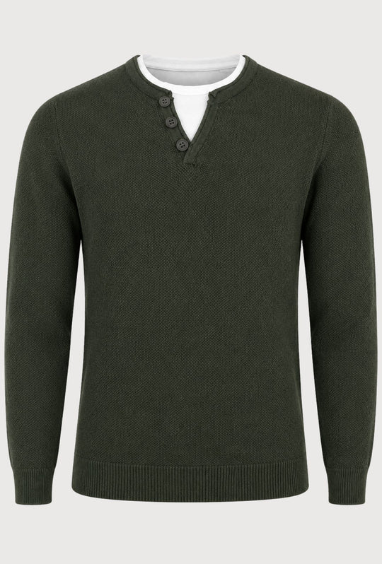 Maglioncino Uomo Manica lunga serafino trama lavorata  Dresserd - VERDE BOSCO