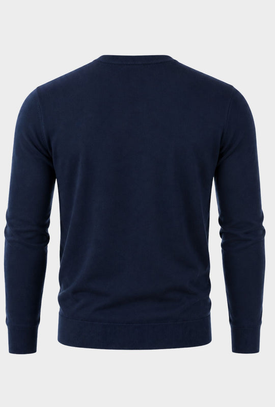 Maglioncino Uomo ESERCITO Girocollo  in Cotone con Logo Ricamato- BLU NAVY