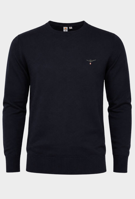 Maglioncino Uomo ESERCITO Girocollo  in Cotone con Logo Ricamato- NERO