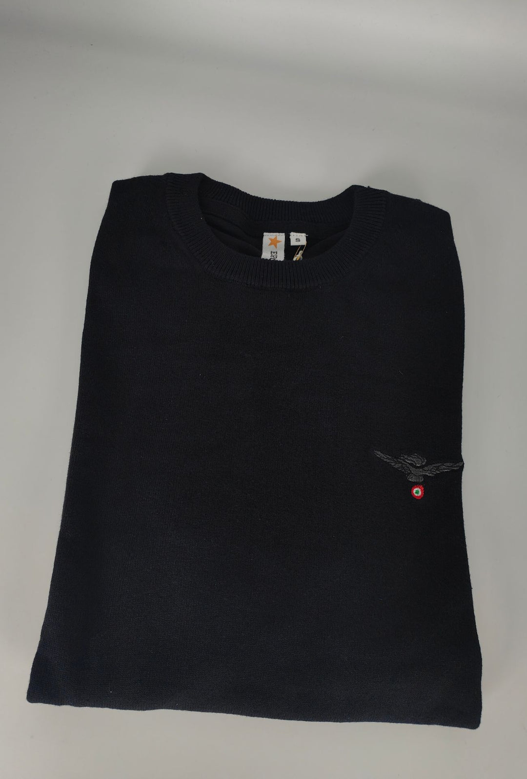 Maglioncino Uomo ESERCITO Girocollo  in Cotone con Logo Ricamato- NERO