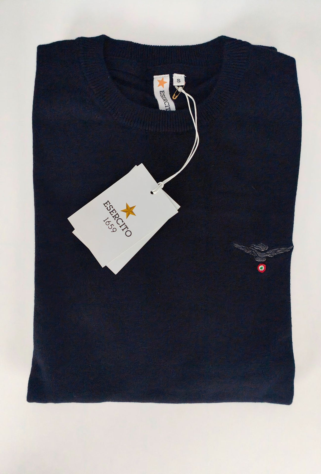 Maglioncino Uomo ESERCITO Girocollo  in Cotone con Logo Ricamato- NERO