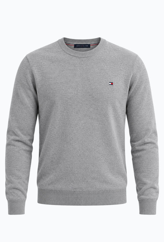 Pullover Uomo Tommy Hilfiger  Cotone e Cashmere- GRIGIO MELANGE