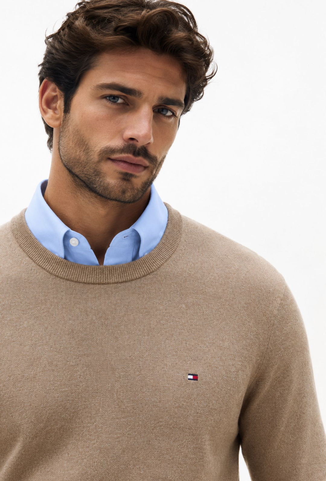 Pullover Uomo Tommy Hilfiger  Cotone e Cashmere- BEIGE MELANGE