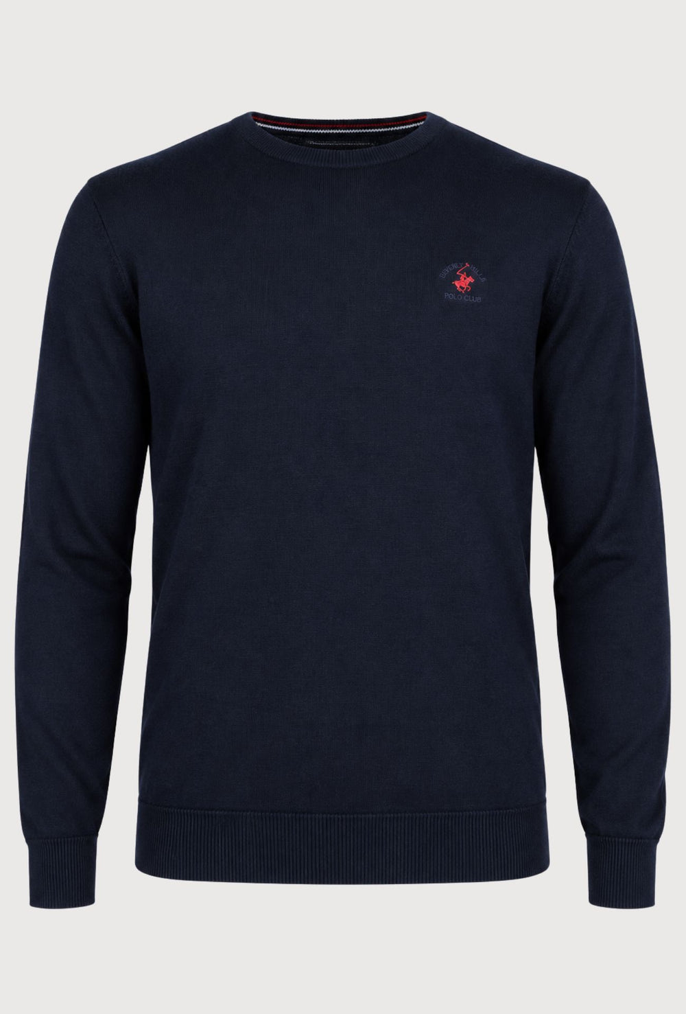 Maglioncino Uomo 100% cotone BEVERLY HILLS POLO CLUB logo ricamato lato cuore- BLU NAVY