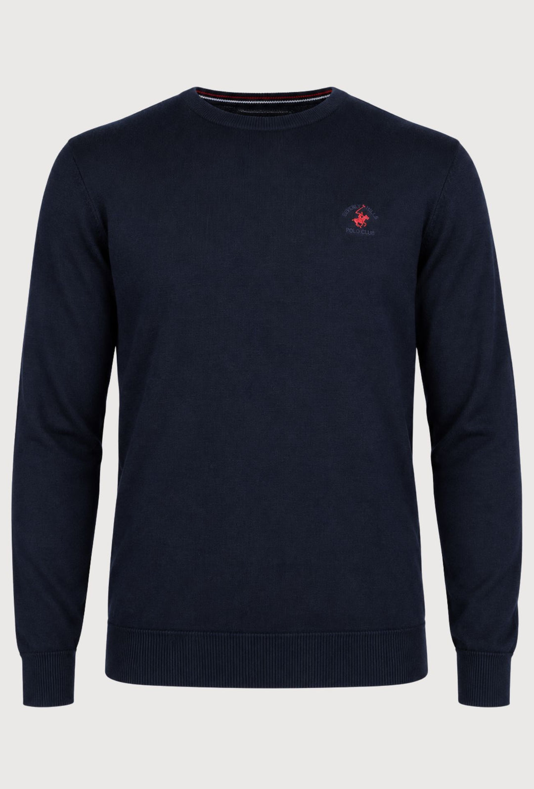 Maglioncino Uomo 100% cotone BEVERLY HILLS POLO CLUB logo ricamato lato cuore- BLU NAVY