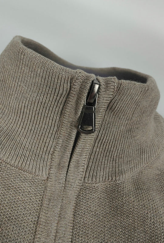 Maglioncino uomo full zip con tasche dresserd - CAMELLO MELANGE