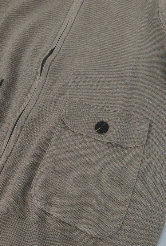 Maglioncino uomo full zip con tasche dresserd - CAMELLO MELANGE