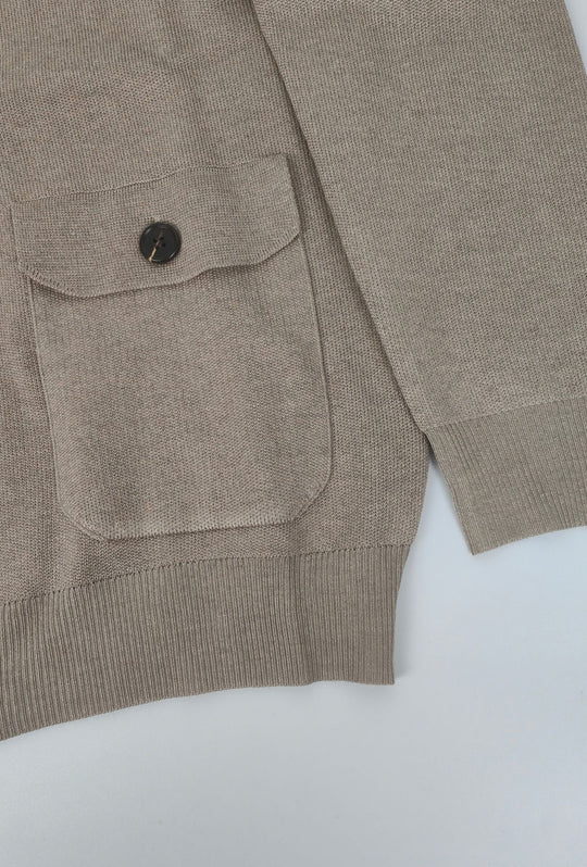 Maglioncino uomo full zip con tasche dresserd - CAMELLO MELANGE