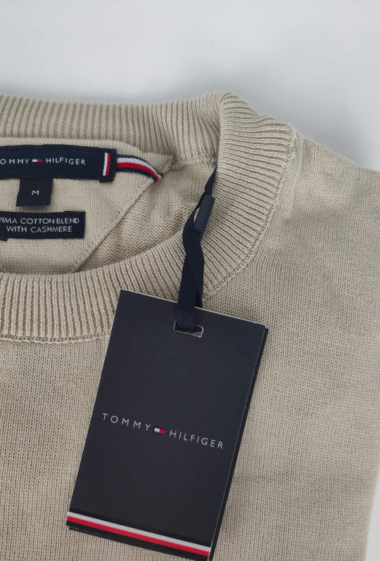 Pullover Uomo Tommy Hilfiger  Cotone e Cashmere- BEIGE MELANGE