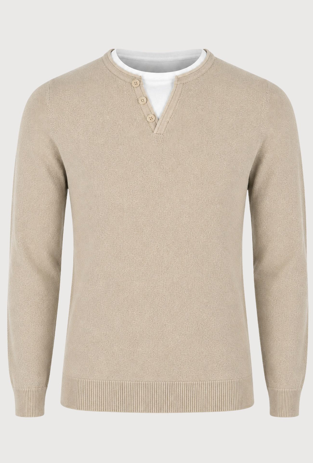 Maglioncino Uomo Manica lunga serafino trama lavorata  Dresserd - BEIGE