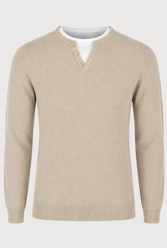 Maglioncino Uomo Manica lunga serafino trama lavorata  Dresserd - BEIGE