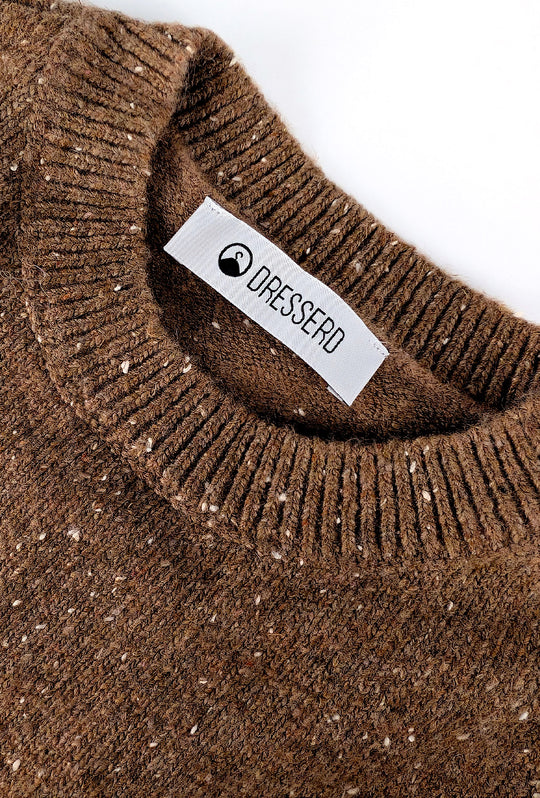 Maglione uomo dresserd in lana mélange girocollo invernale - MARRONE