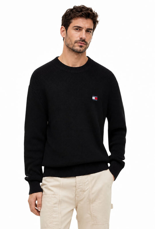 Maglioncino uomo Tommy Jeans cotone Regular Fit- NERO