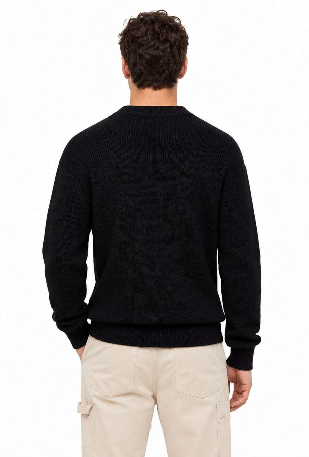 Maglioncino uomo Tommy Jeans cotone Regular Fit- NERO