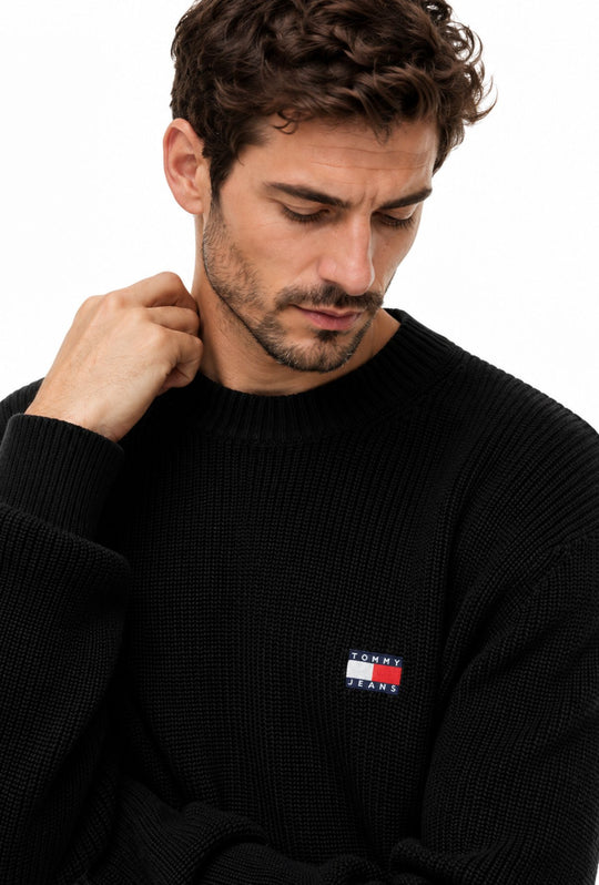Maglioncino uomo Tommy Jeans cotone Regular Fit- NERO