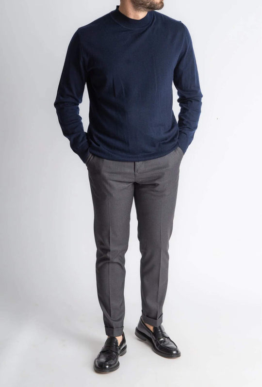 Maglione mezzo collo uomo dresserd in lana rasata - BLU