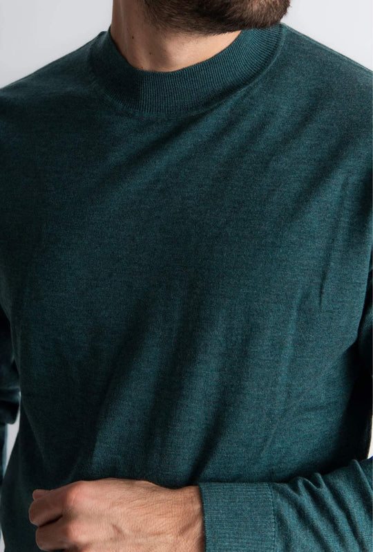 Maglione mezzo collo uomo dresserd in lana rasata - VERDE