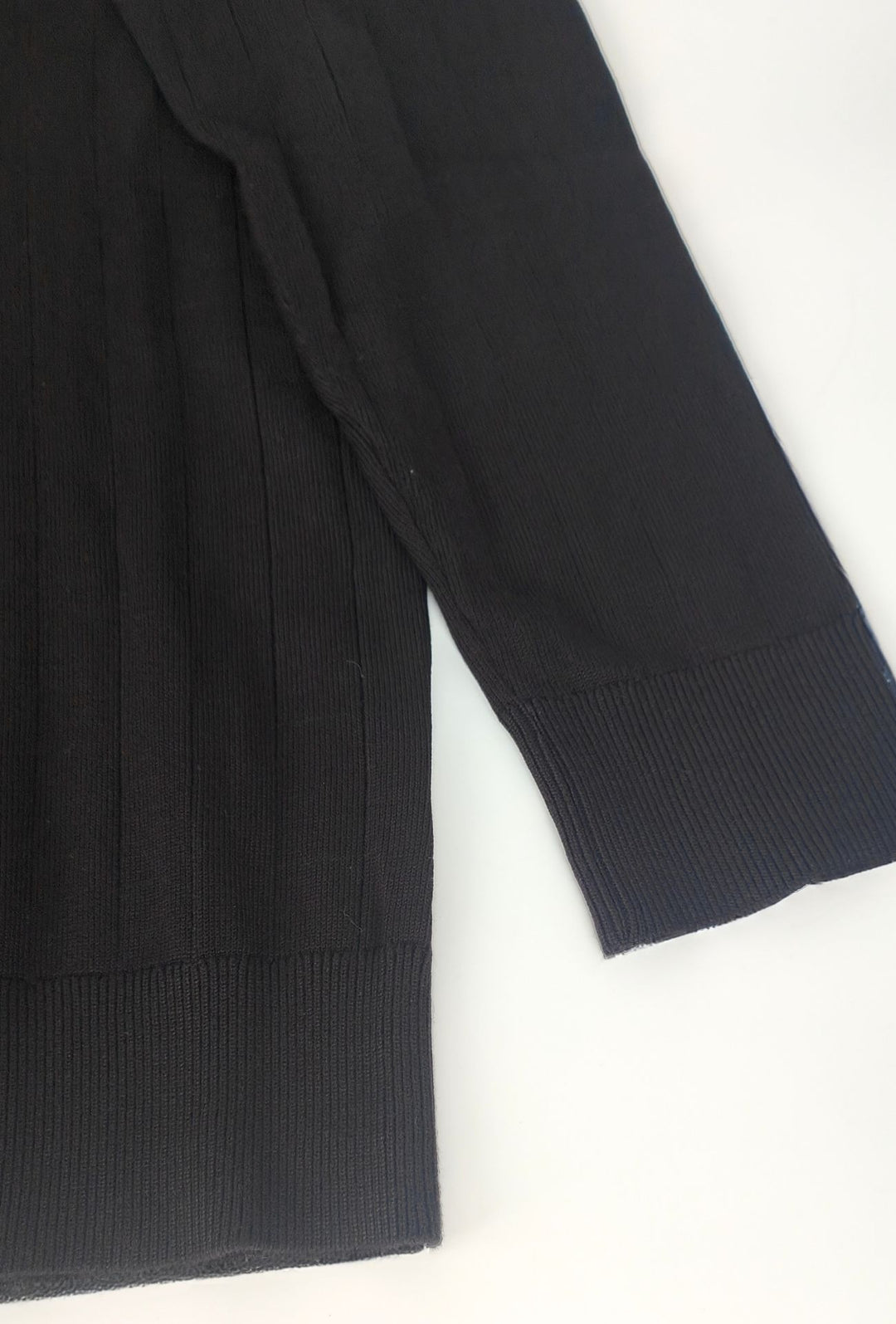 Polo Uomo Manica Lunga Dresserd  in Maglia a Coste con Scollo Derby- NERO
