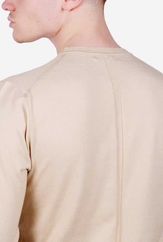 Maglione uomo in lana maglioncino girocollo - BEIGE