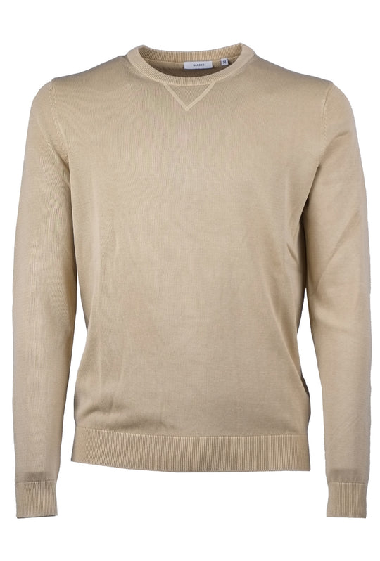 Maglioncino uomo cotone lavato con top Maglia girocollo - BEIGE