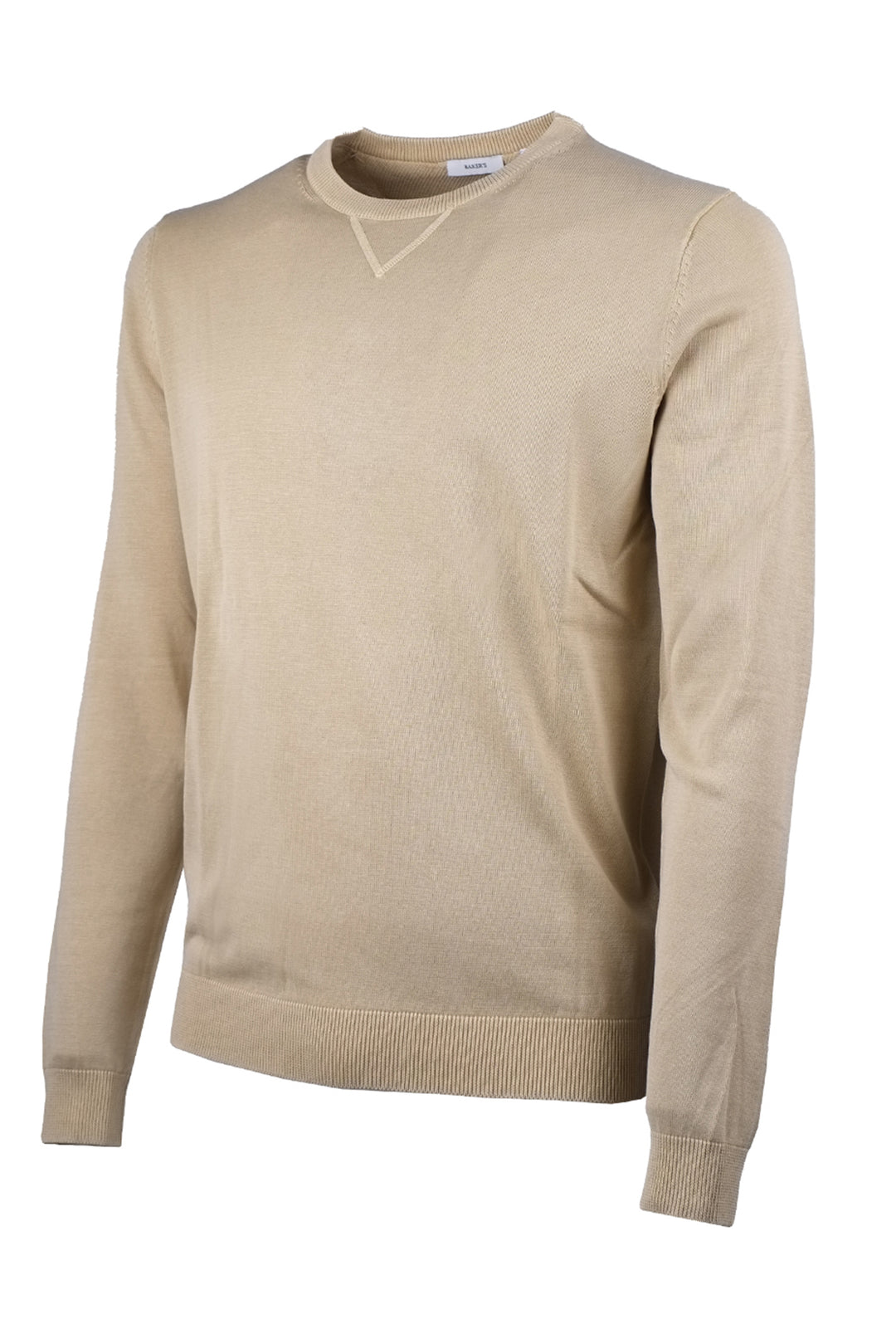 Maglioncino uomo cotone lavato con top Maglia girocollo - BEIGE