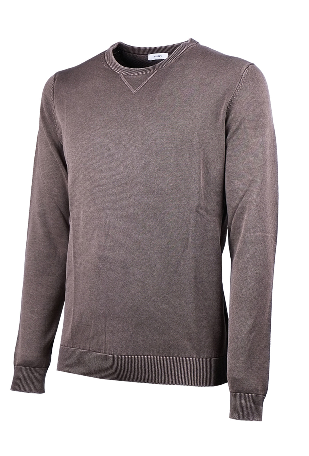 Maglioncino uomo cotone lavato con top Maglia girocollo - MARRONE