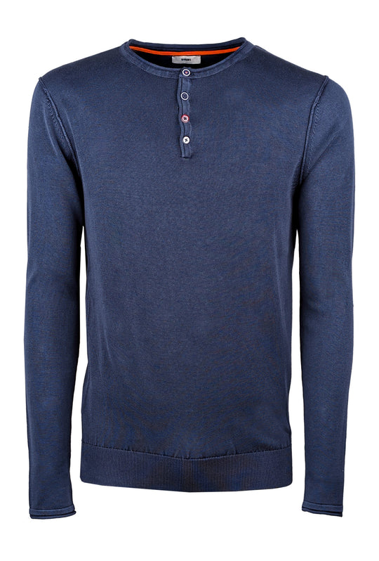 Maglia uomo serafino manica lunga maglioncino in cotone Dresserd - BLU