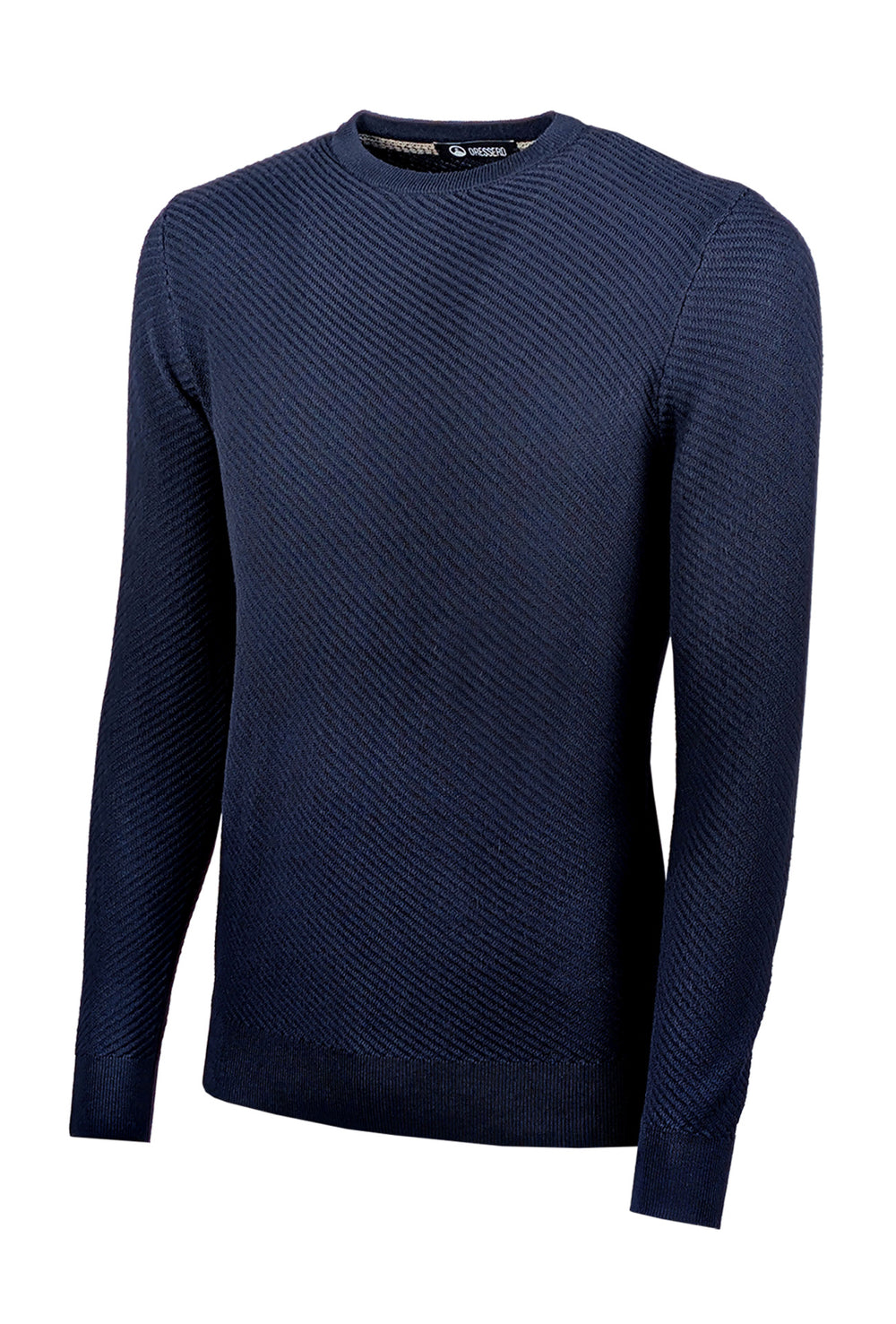 Maglione uomo girocollo trama lavorata Maglia invernale dresserd - BLU