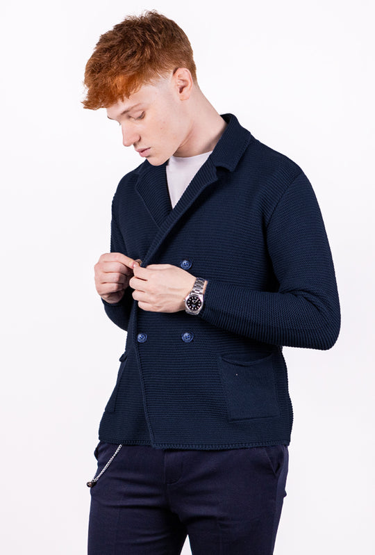 Cardigan uomo Giacca Doppio petto Invernale Dresserd - BLU